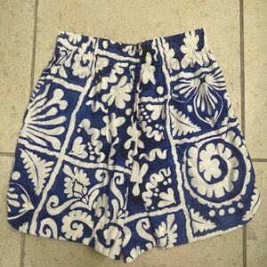 H&M Pull-on Twill Shorts Small Blue White Patterned NEW NWOT